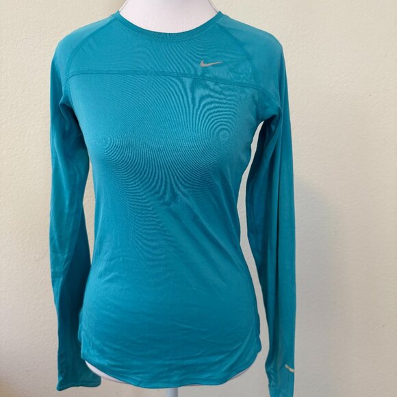Nike Miler Long Sleeve Running Top | Turquoise | Sz XS | Lightweight Performance - Picture 1 of 5